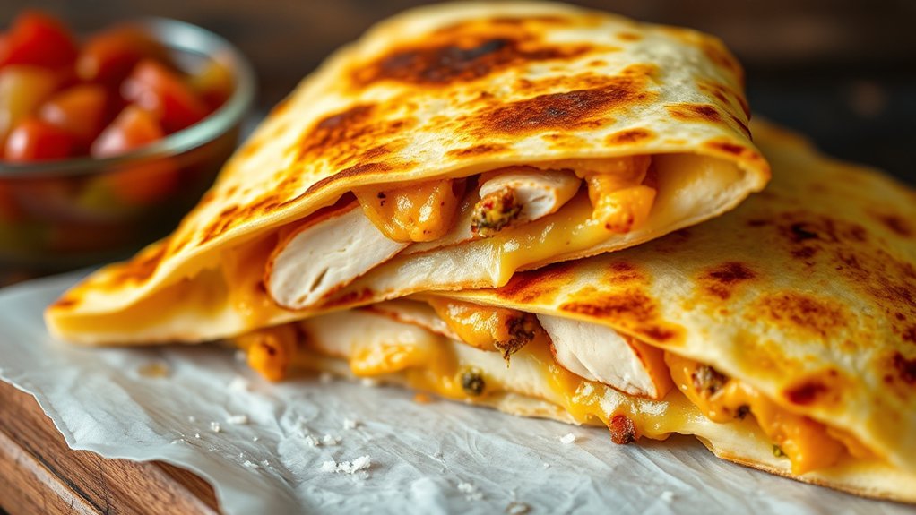 cheesy seasoned chicken quesadilla