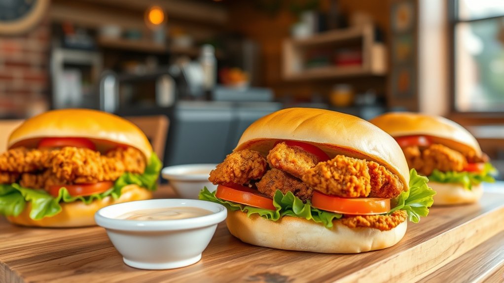 chicken sandwiches with toppings