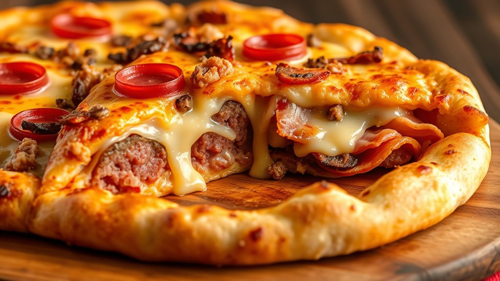 hearty stuffed meat pizza